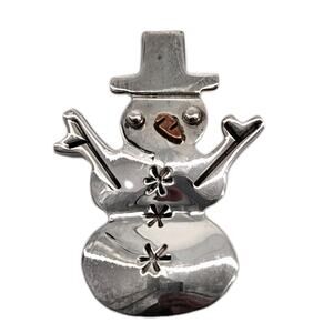 Vtg 70s AJH Anne Jane Harvey 925 Mexico Sterling Silver Snowman Winter Brooch